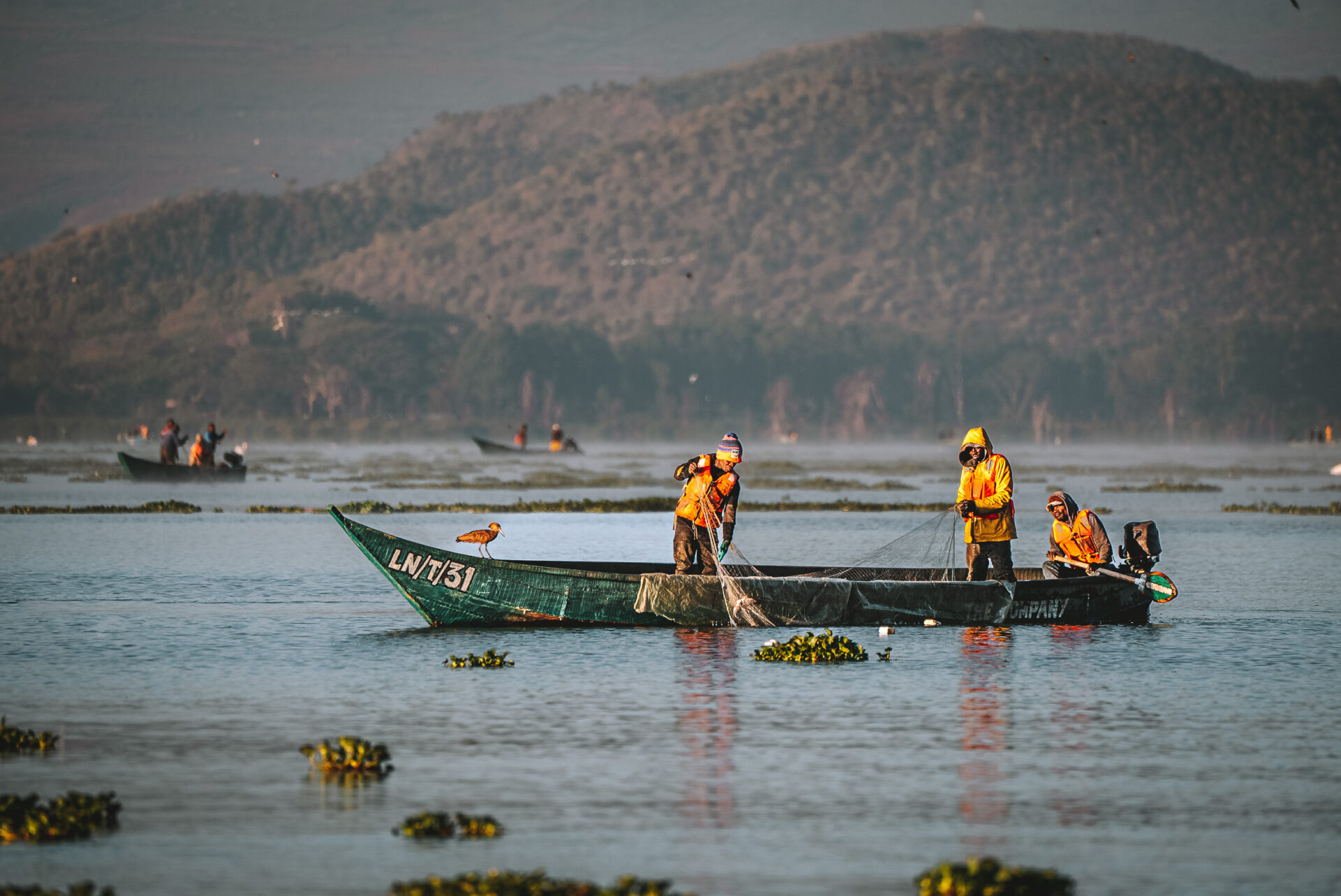 日出时奈瓦沙湖上的渔民，肯尼亚可做的事